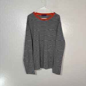 Ralph Lauren Purple Label Shirt Men XL Navy White Stripe Long Sleeve Pima Cotton